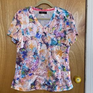 Koi Lite Jersey Material Floral Scrub Top (New without tags- never worn)